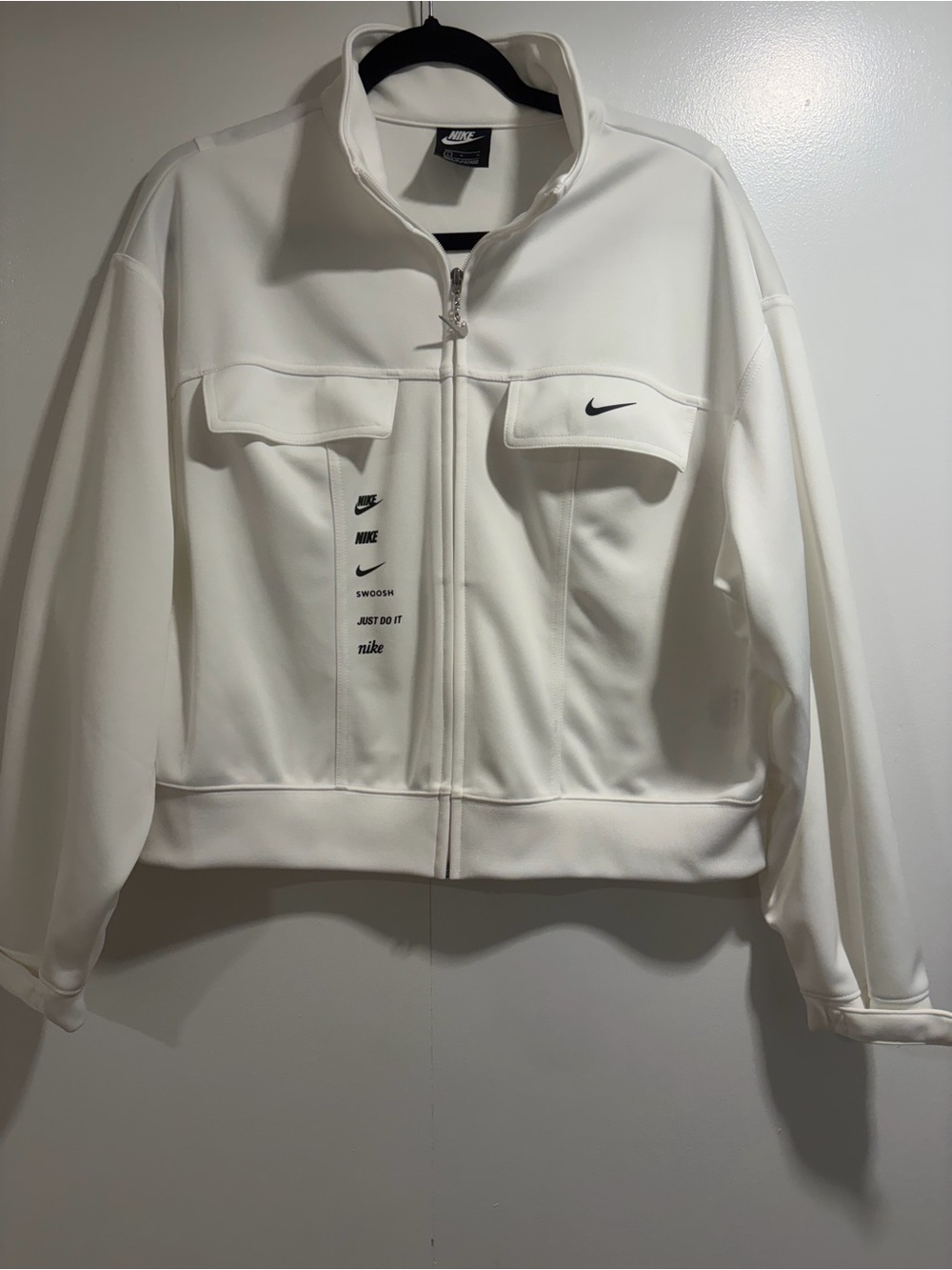 Nike Women's White Utility Zip-Up Jacket with Chest Pockets